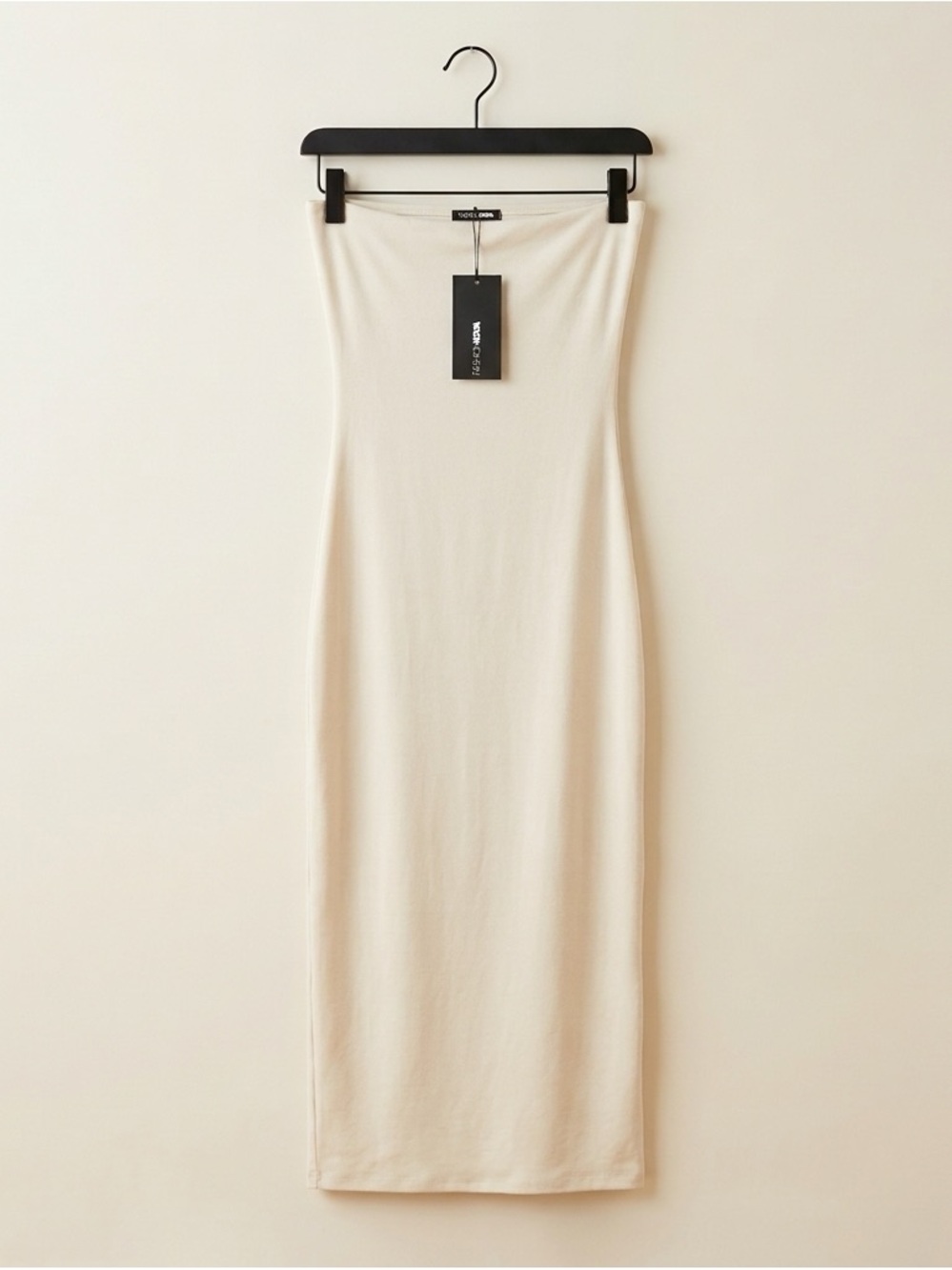 Fashion Nova NWT Strapless Tube Midi Dress Cream Off-White Size M